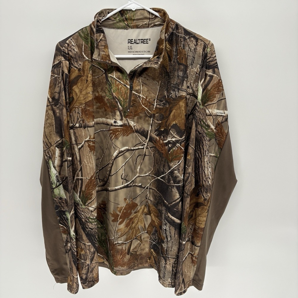 Realtree Camo Quarter Zip Active Performance Pullover Shirt Hunting Men XL